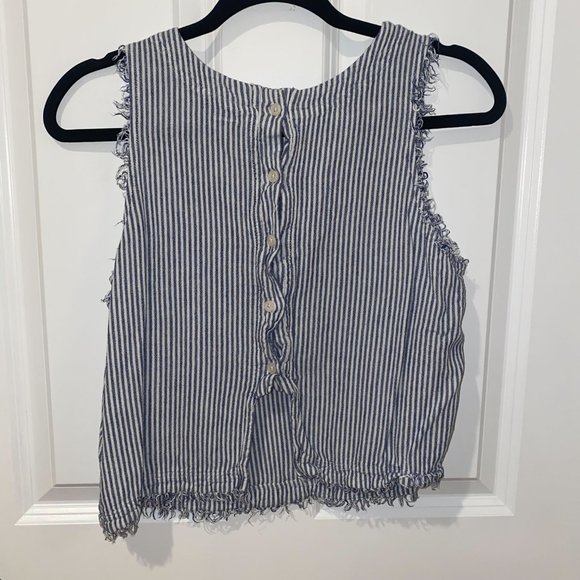 Thread & Supply Blue and White Stripe Crop Top -‎ Size Medium - Picture 4 of 4